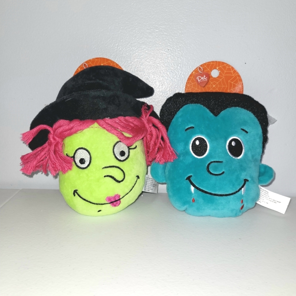 Set of 2 Halloween Dog Toys with Squeaker and crinkle